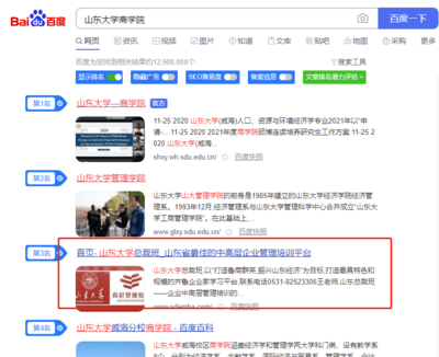 山東大學管理學院SEO優化案例